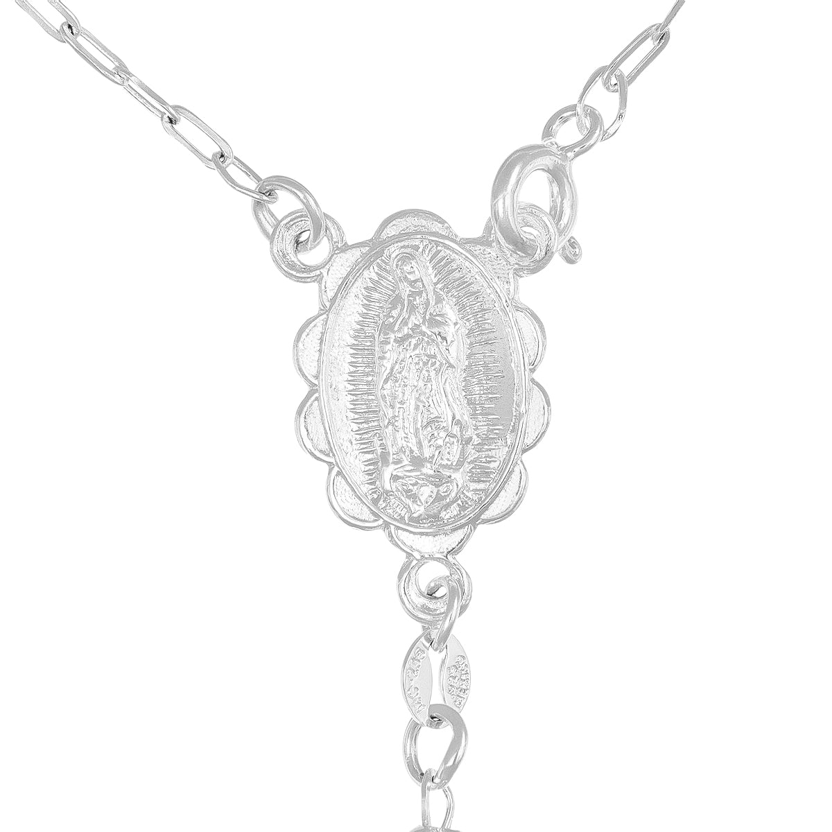 925 Sterling Silver Rosary With 55 Cm Diamond Ball