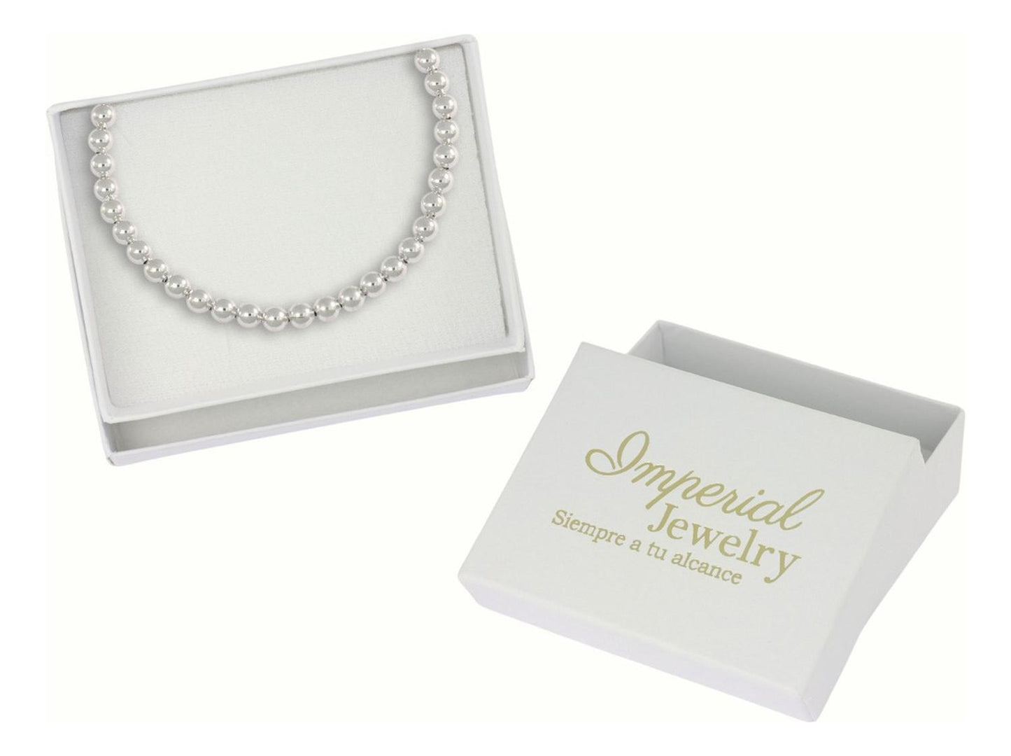 Pulsera De Bolitas De Plata 925 Elastica Con Baño De Rodio