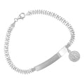 925 Sterling Silver Bracelet, Woven Style, for Women with Medal