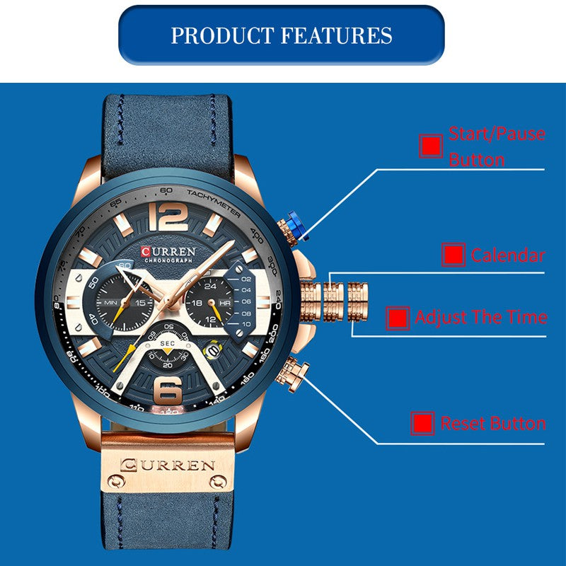 Curren 8329 Multifunctional Waterproof Quartz Watch Casual Sports Military 8329 xa