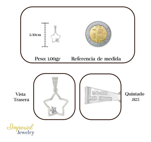 Dije De Plata 925 De Estrella Con Zirconia