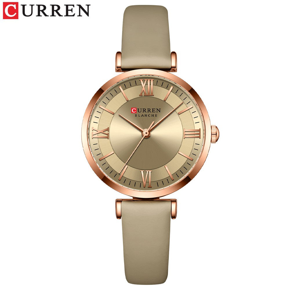 CURREN Women's Watches Top Luxury Brand Creative Simple Casual Sport Watch Leather Strap Fashion Waterproof 9079 XQ