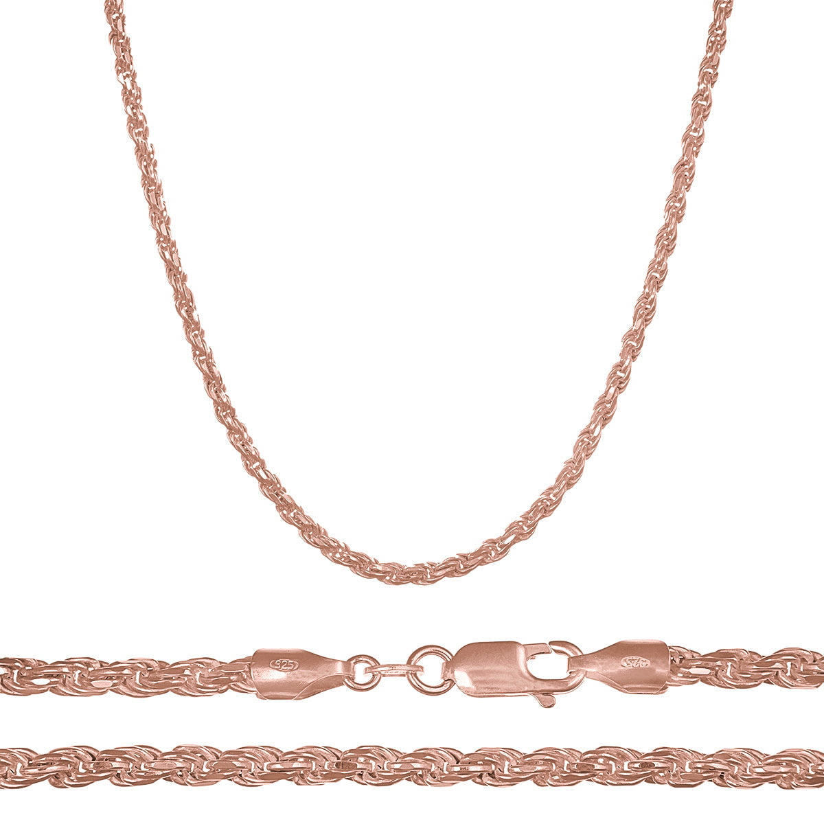 Cadena De Plata 925 Estilo Torsal De Calibre 3.3 Mm