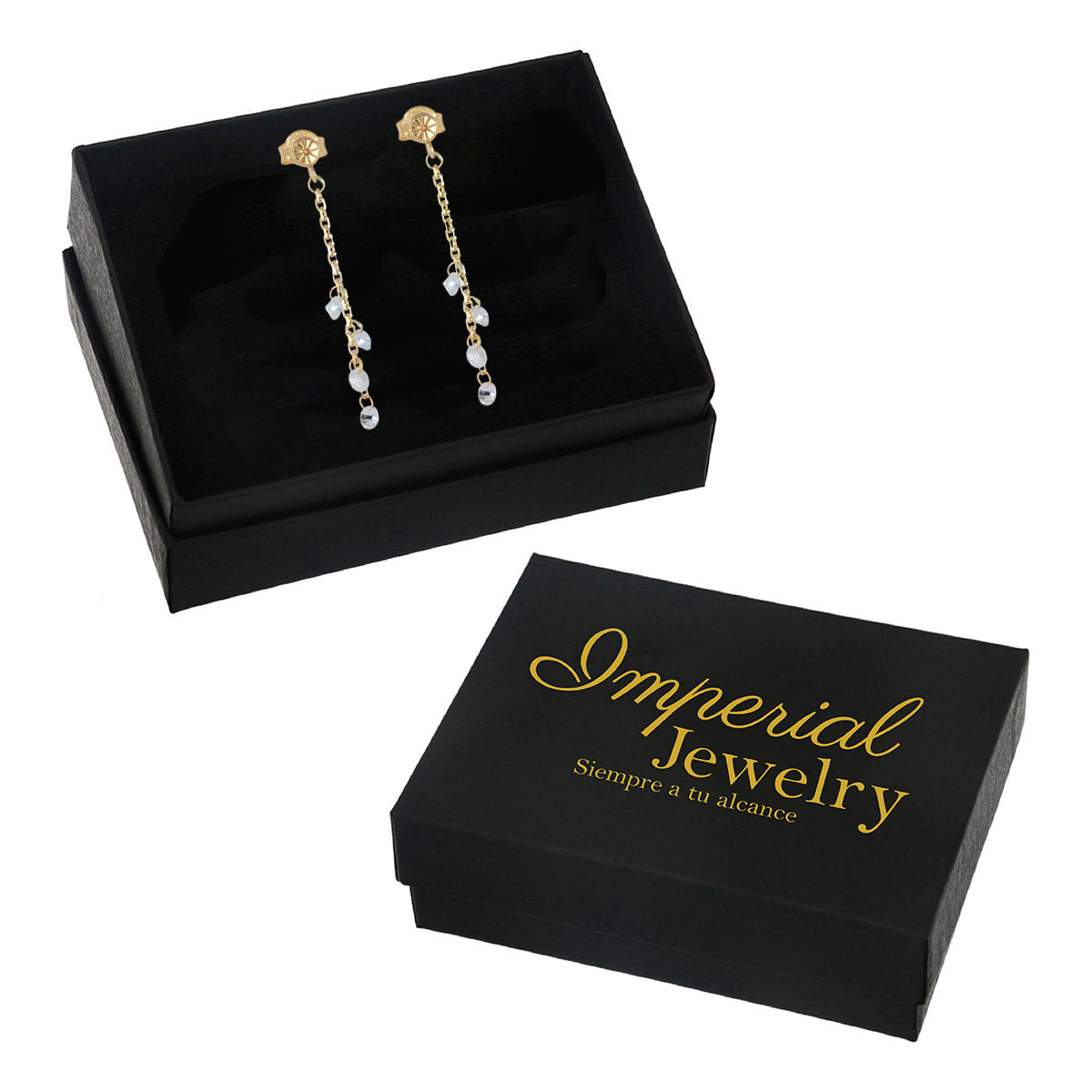 Women's 14k Gold Earrings, 42mm with Cubic Zirconia Stone