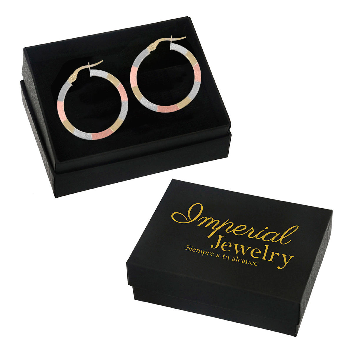 10k Gold Rectangular Tube Hoop Earrings in Three Colors