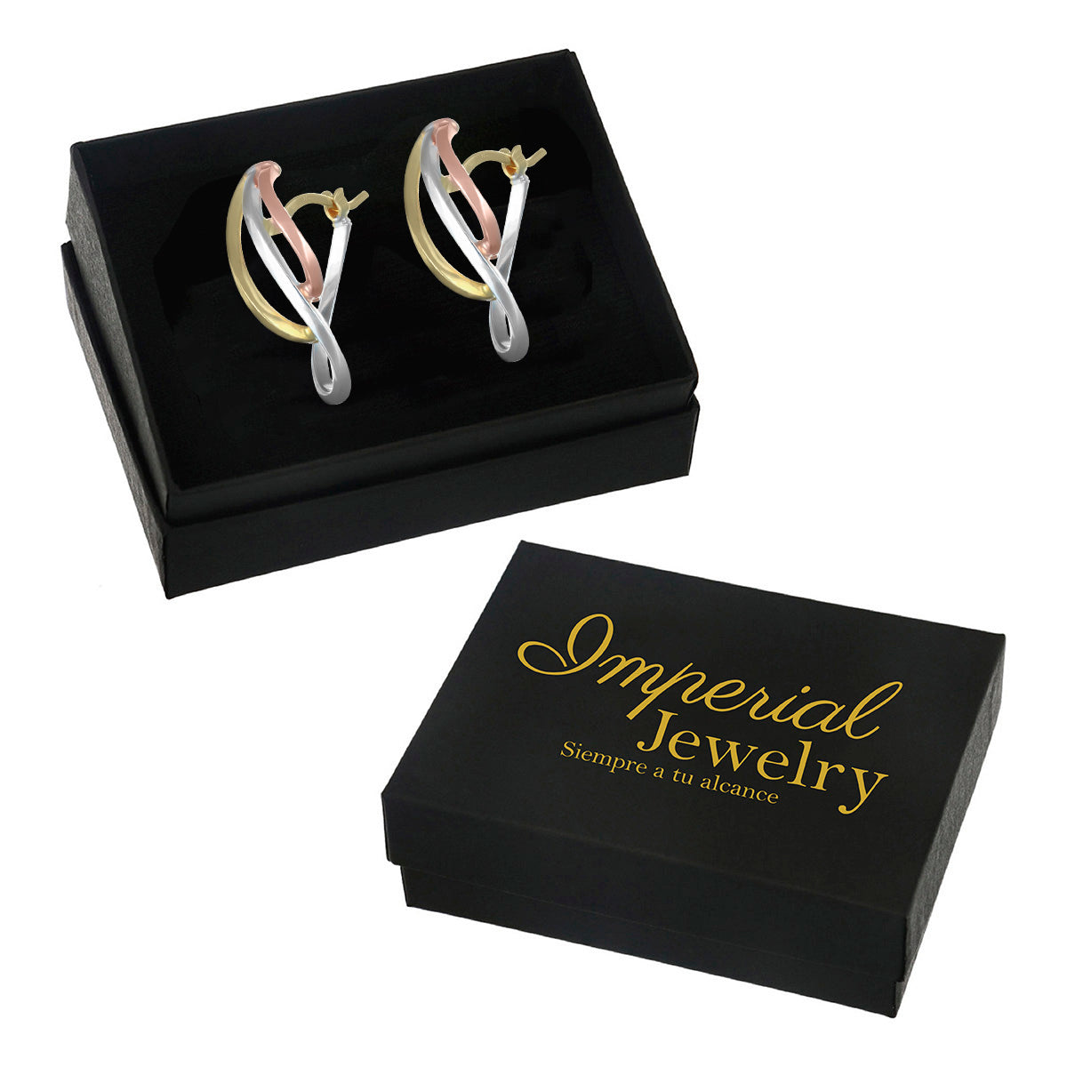 10-karat gold twisted hoop earring in three colors