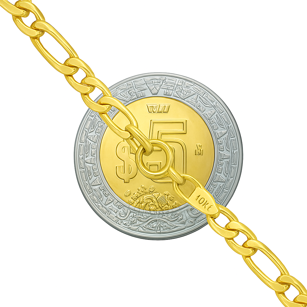Cadena De Oro Italiano 10k, Estilo Figaro 3x1 Hueca