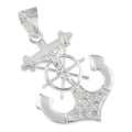 925 Sterling Silver Anchor Cross Pendant 