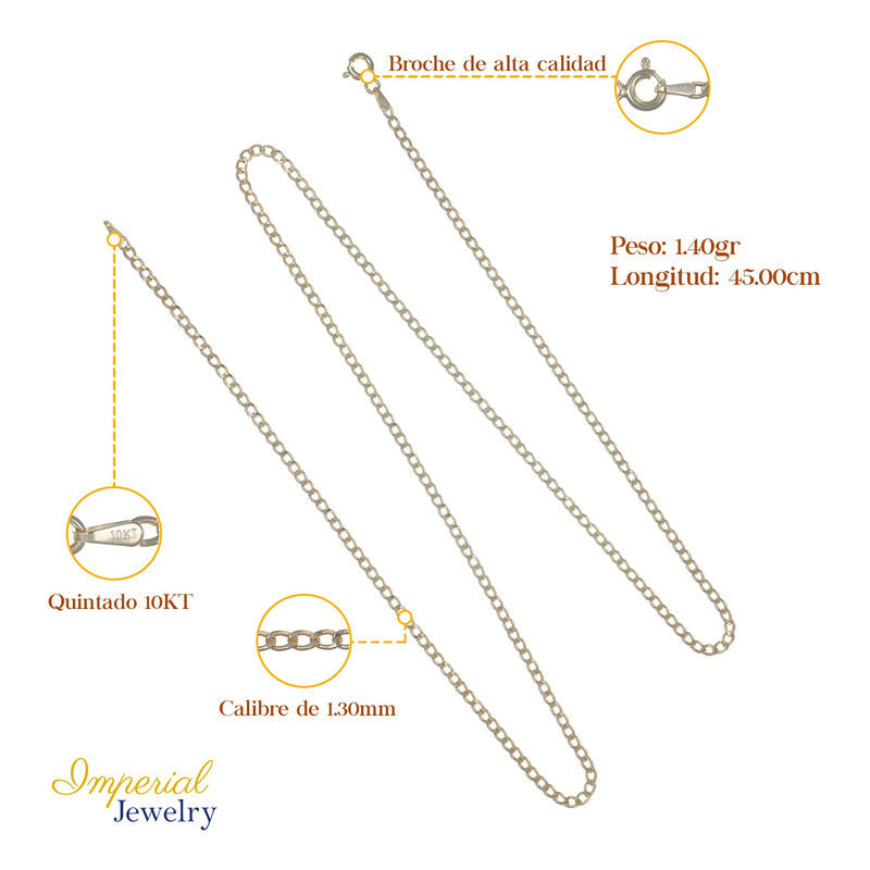 10k Italian Chain, Cuban Style, 2mm Gauge, 45cm 