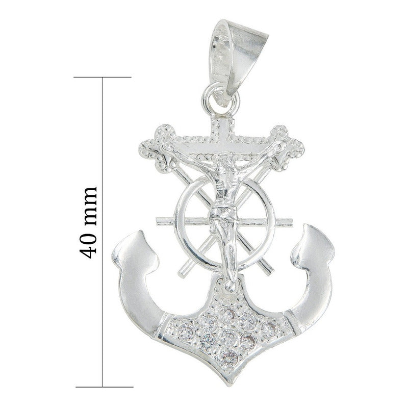 925 Sterling Silver Anchor Cross Pendant 