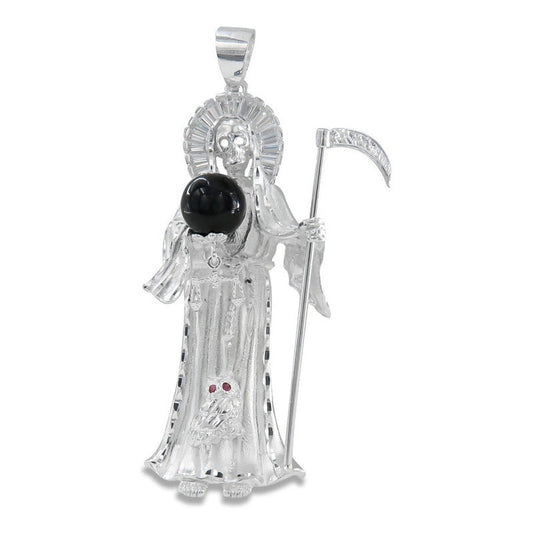 925 Sterling Silver Santa Muerte Pendant 6.2cm