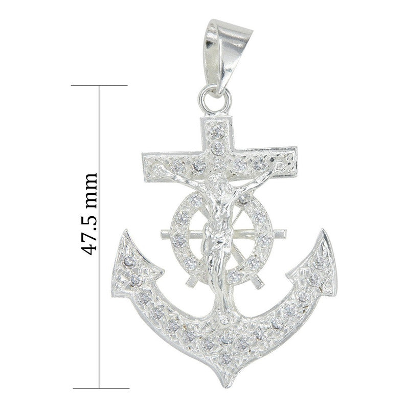 925 Sterling Silver Anchor Cross Pendant