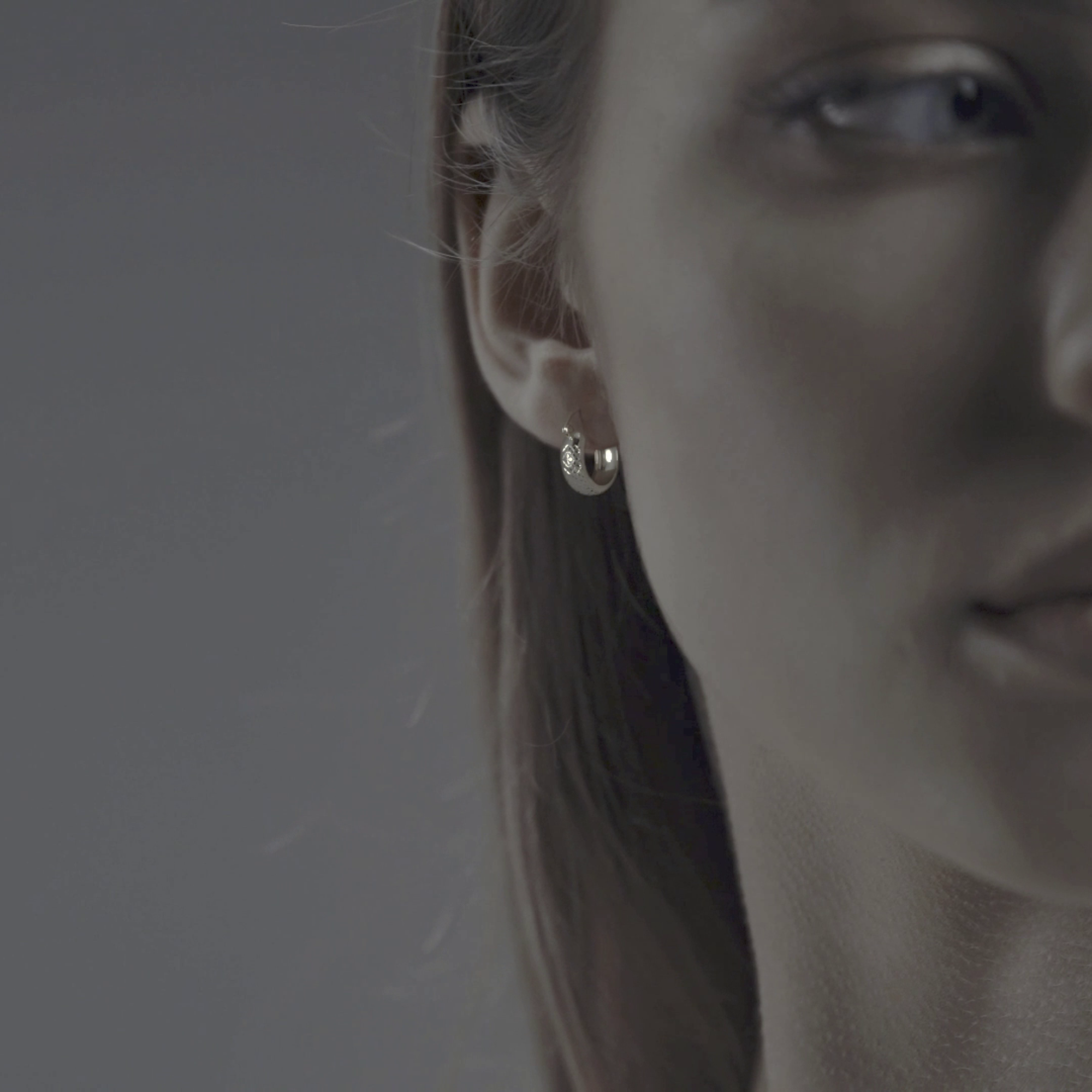 Diamond Cut Hoop Earrings in 925 Sterling Silver, Bangle Style, Honeycomb