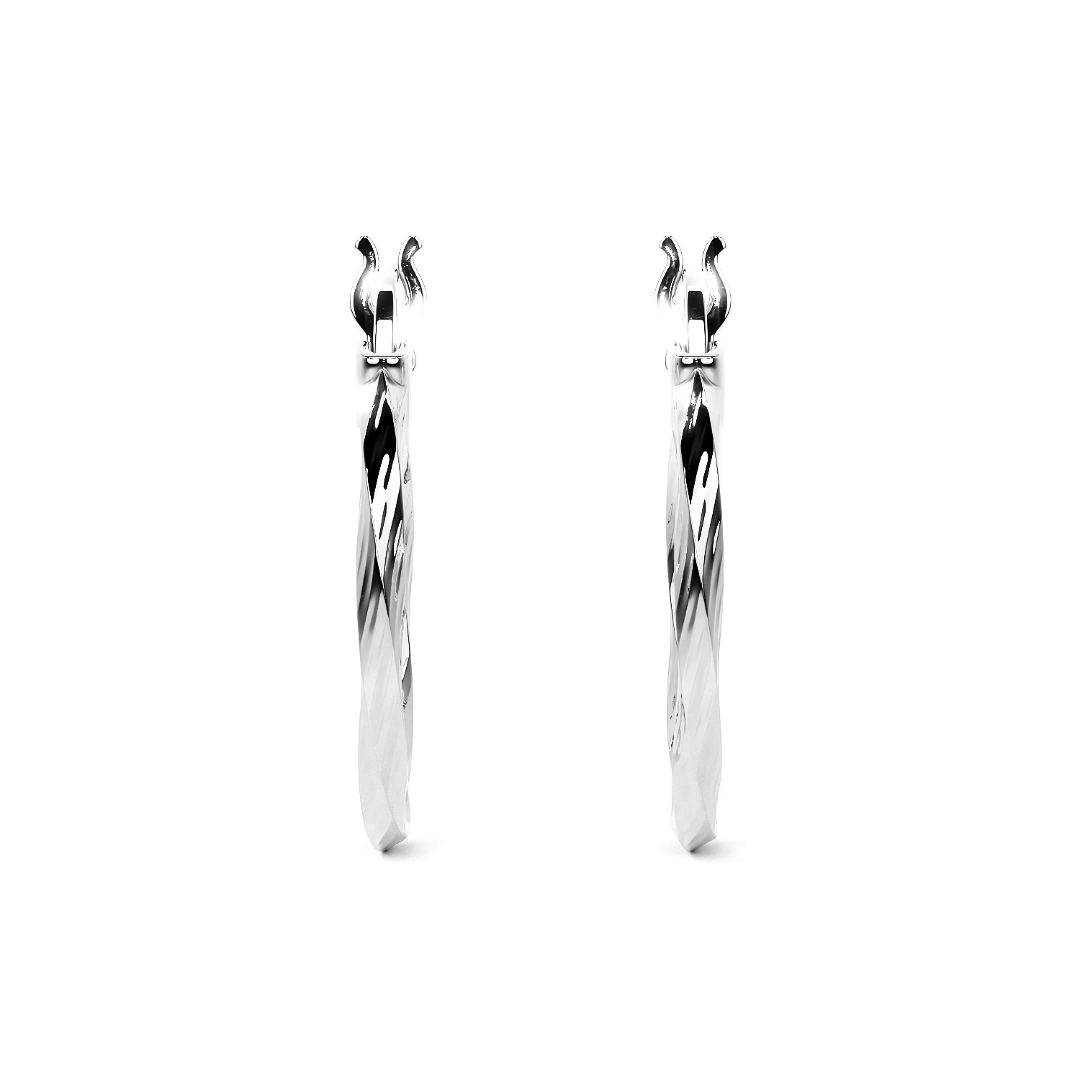 Extra lightweight 925 sterling silver earring for women with twisted diamonds