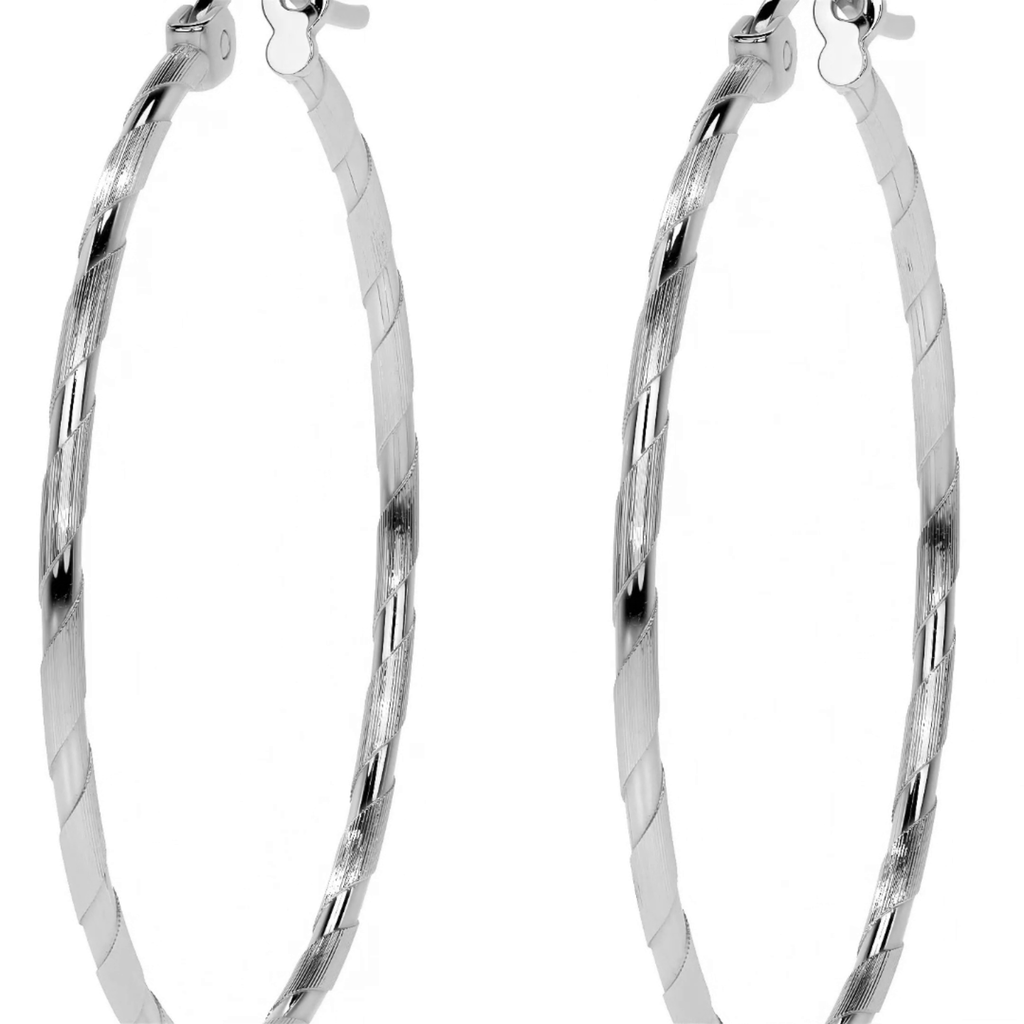 925 Sterling Silver Diamond Hoop Earrings for Women, Blue Cord