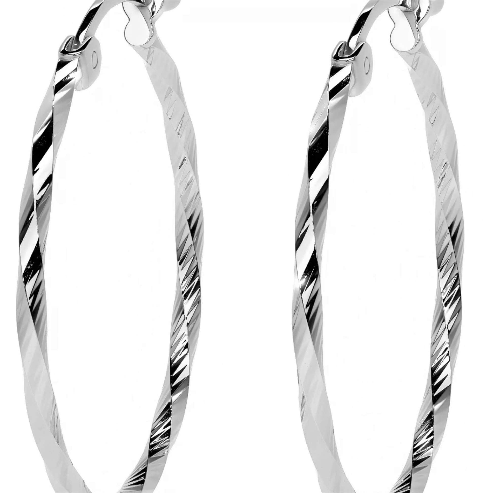 925 Sterling Silver Earrings for Women with Twisted Diamonds