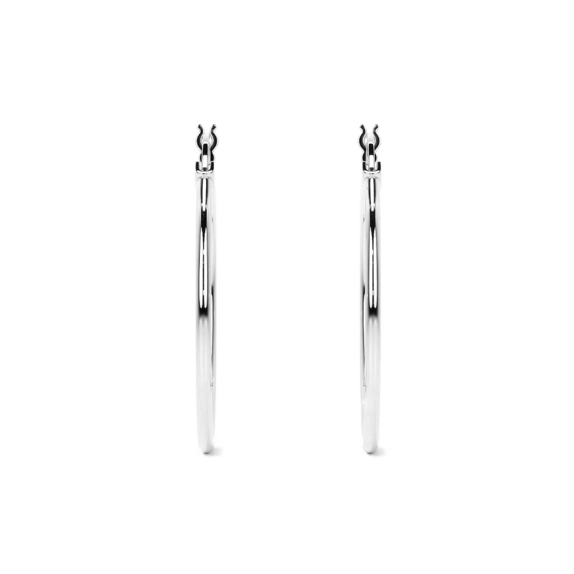 Lightweight Hoop Earrings for Women, Plain, 925 Sterling Silver
