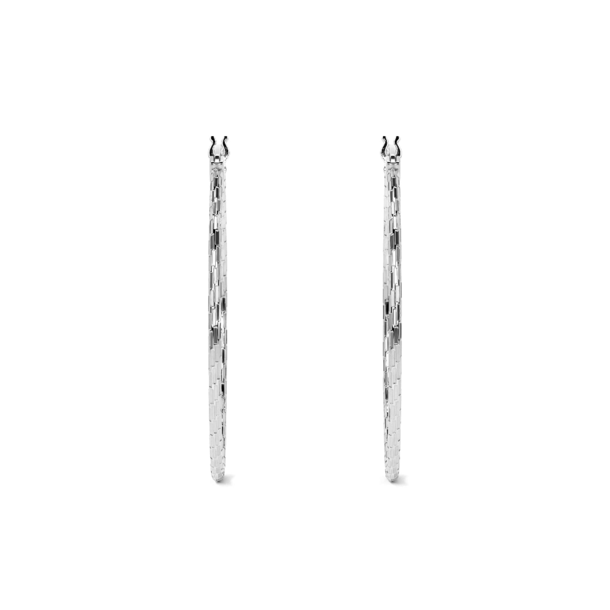 Domino Style 925 Sterling Silver Diamond Hoop Earrings for Women