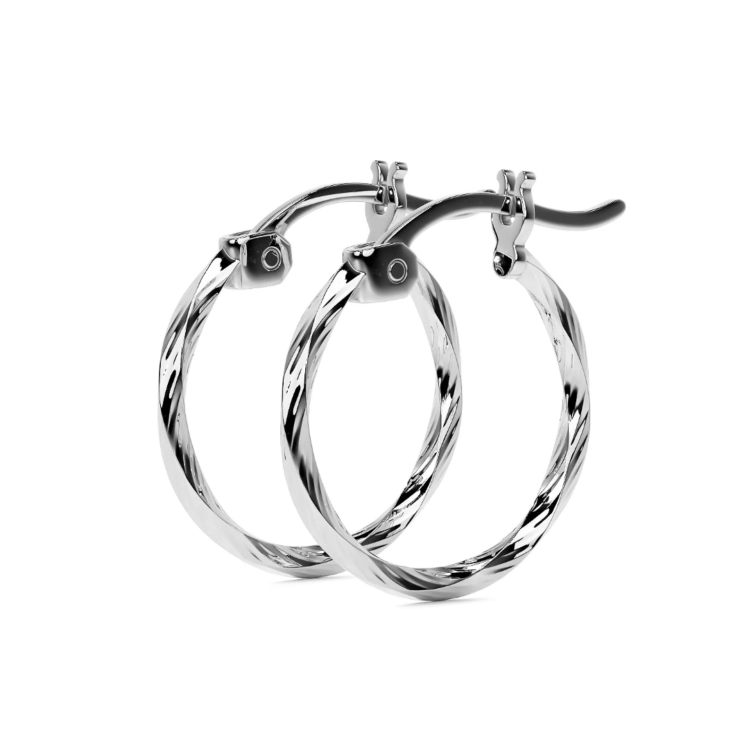 Extra lightweight 925 sterling silver earring for women with twisted diamonds