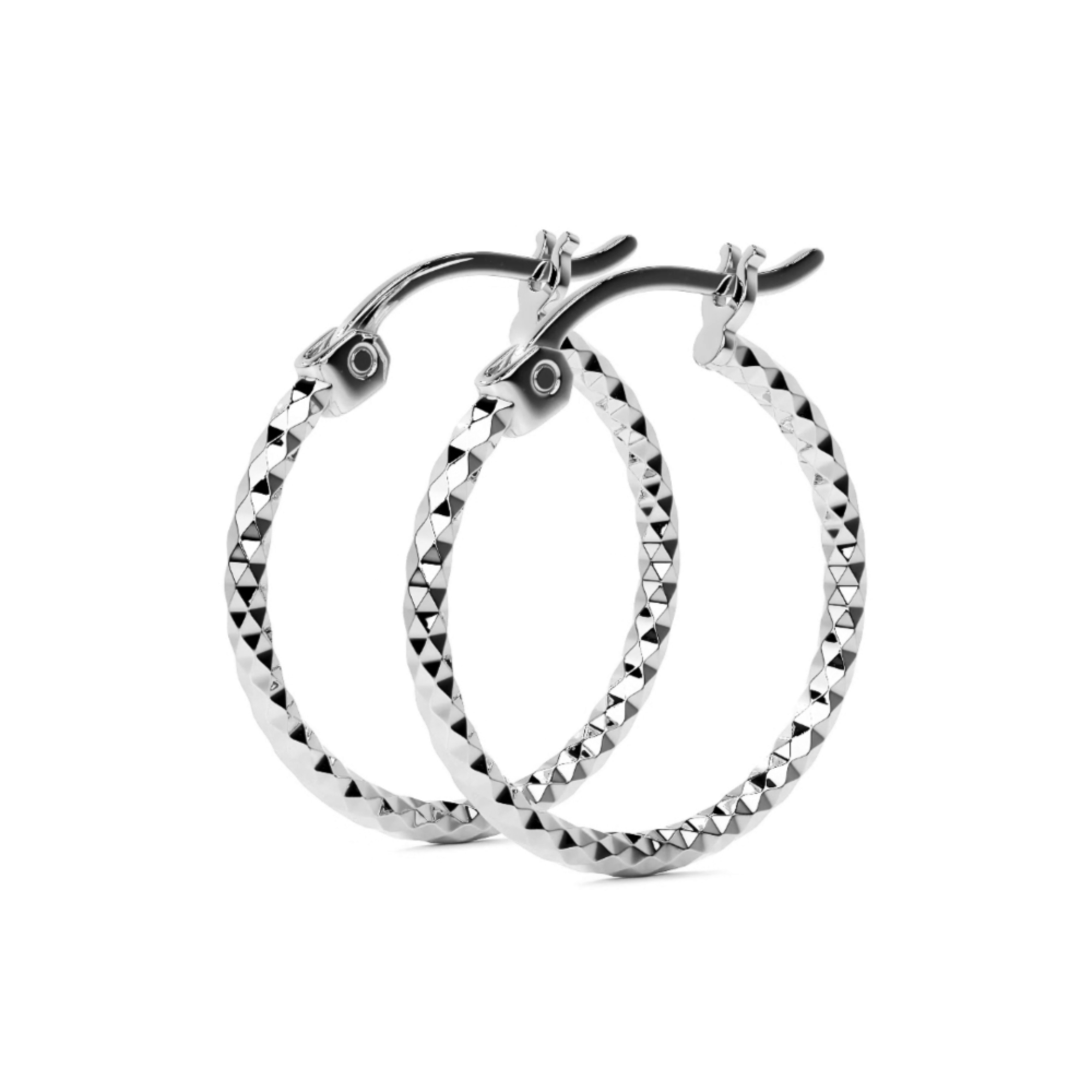 Diamond-Cut Honeycomb Hoop Earrings for Women 925 Sterling Silver