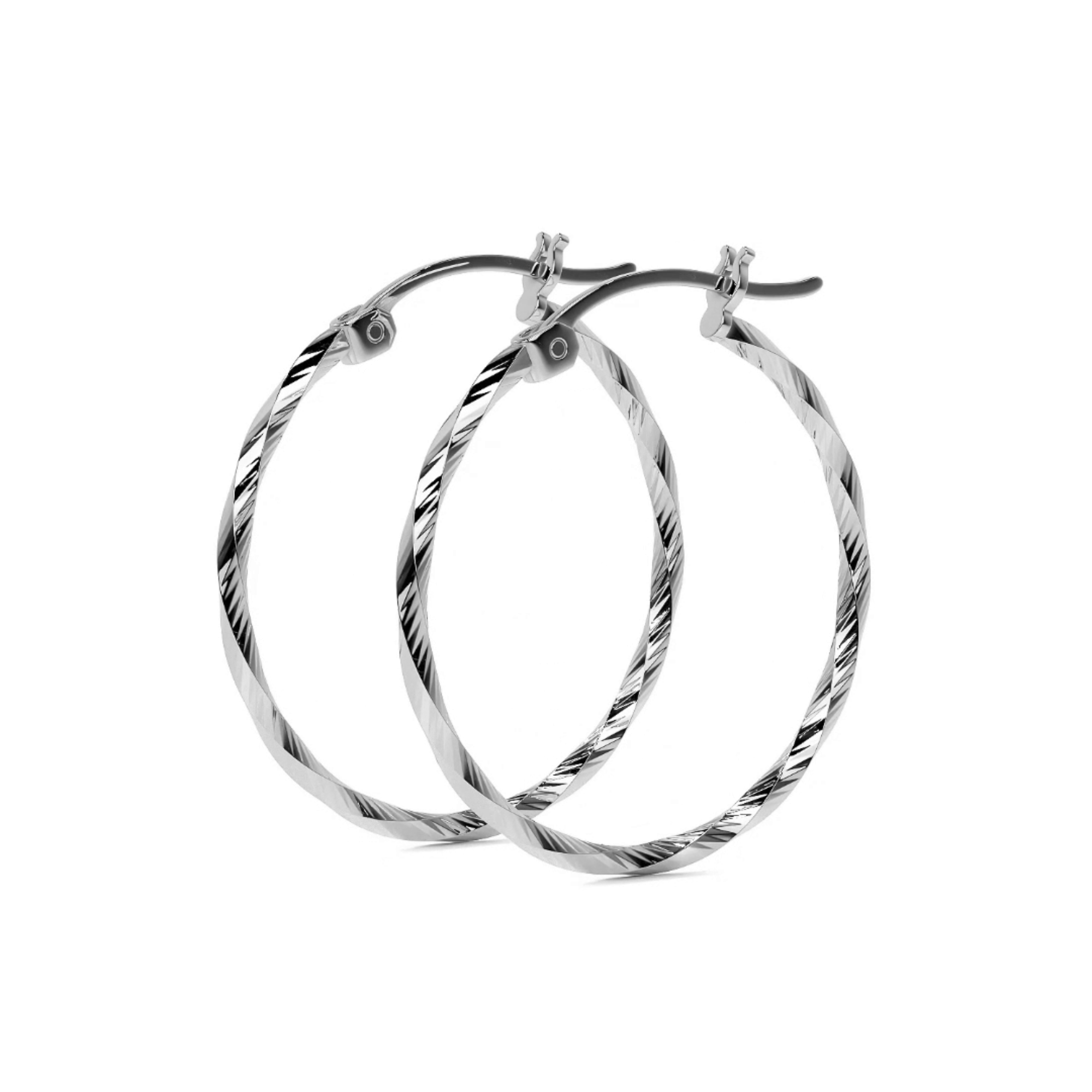 925 Sterling Silver Earrings for Women with Twisted Diamonds