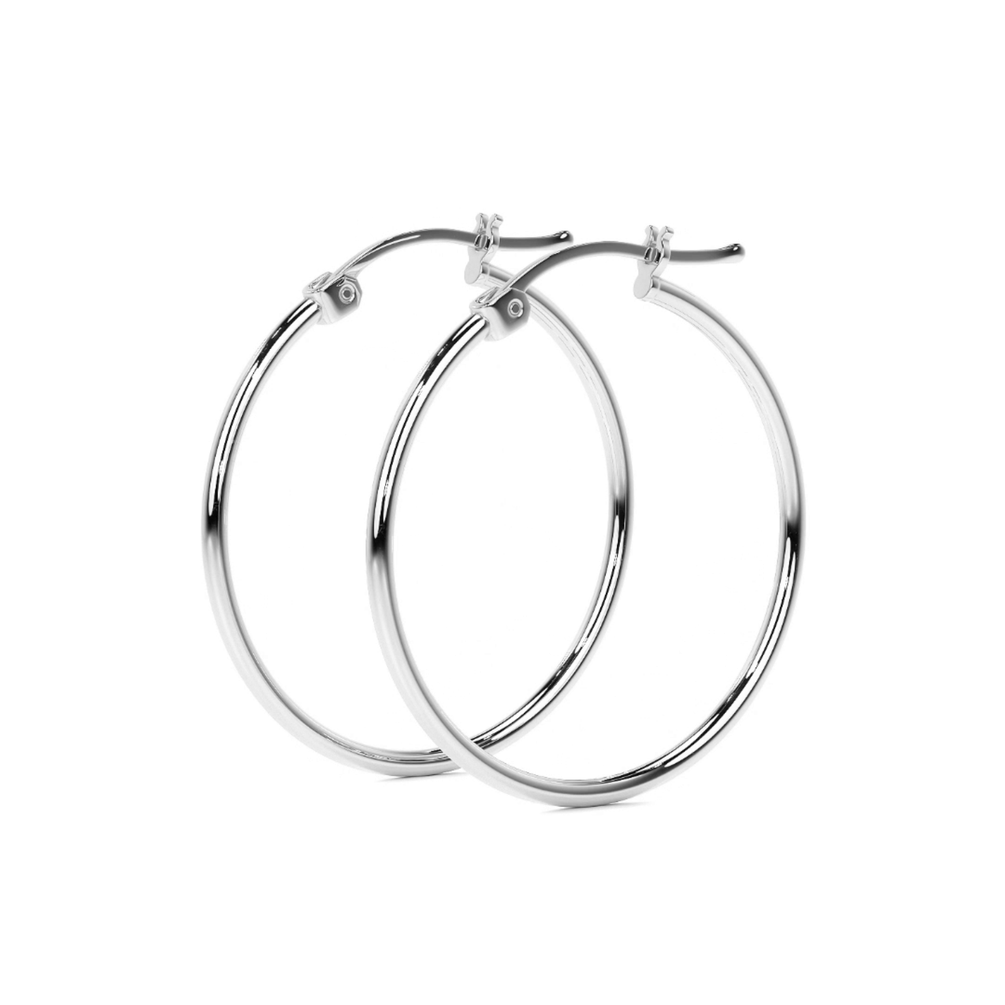 Lightweight Hoop Earrings for Women, Plain, 925 Sterling Silver
