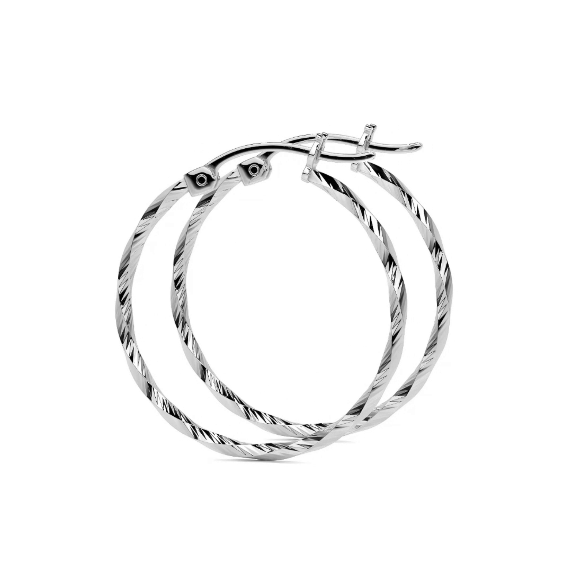 925 Sterling Silver Earrings for Women with Twisted Diamonds