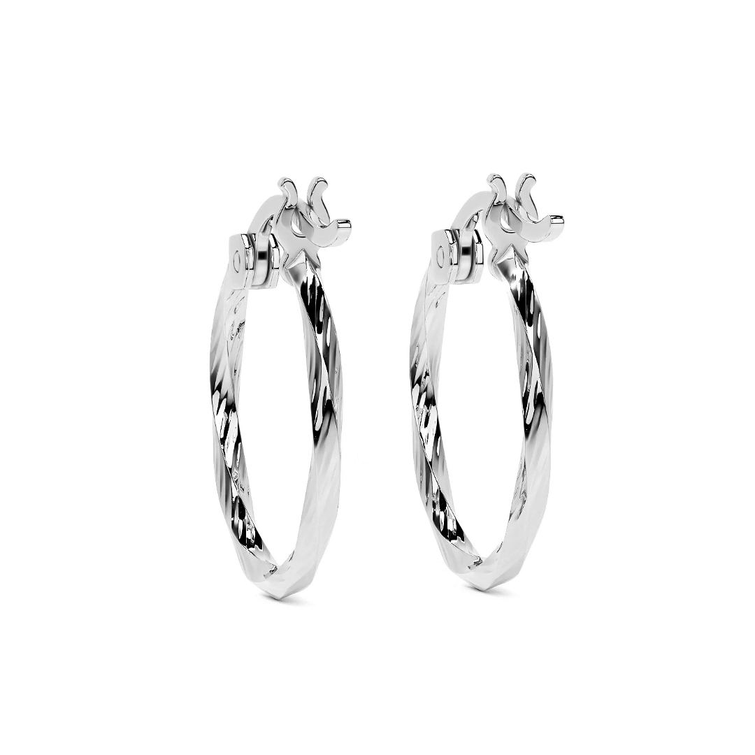 Extra lightweight 925 sterling silver earring for women with twisted diamonds