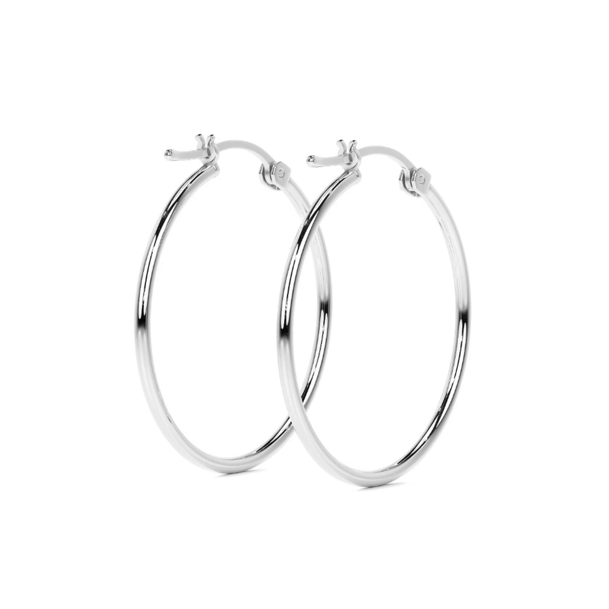 Lightweight Hoop Earrings for Women, Plain, 925 Sterling Silver
