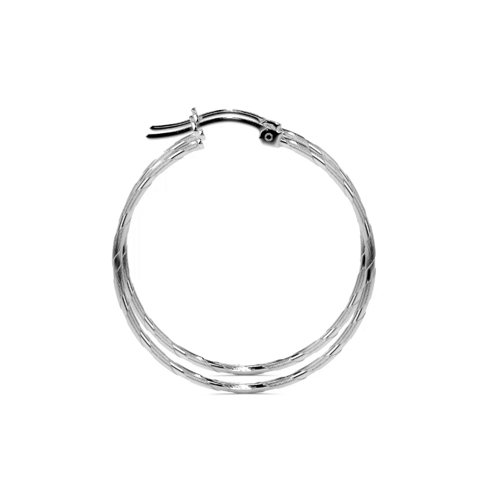 925 Sterling Silver Diamond Hoop Earrings for Women, Blue Cord