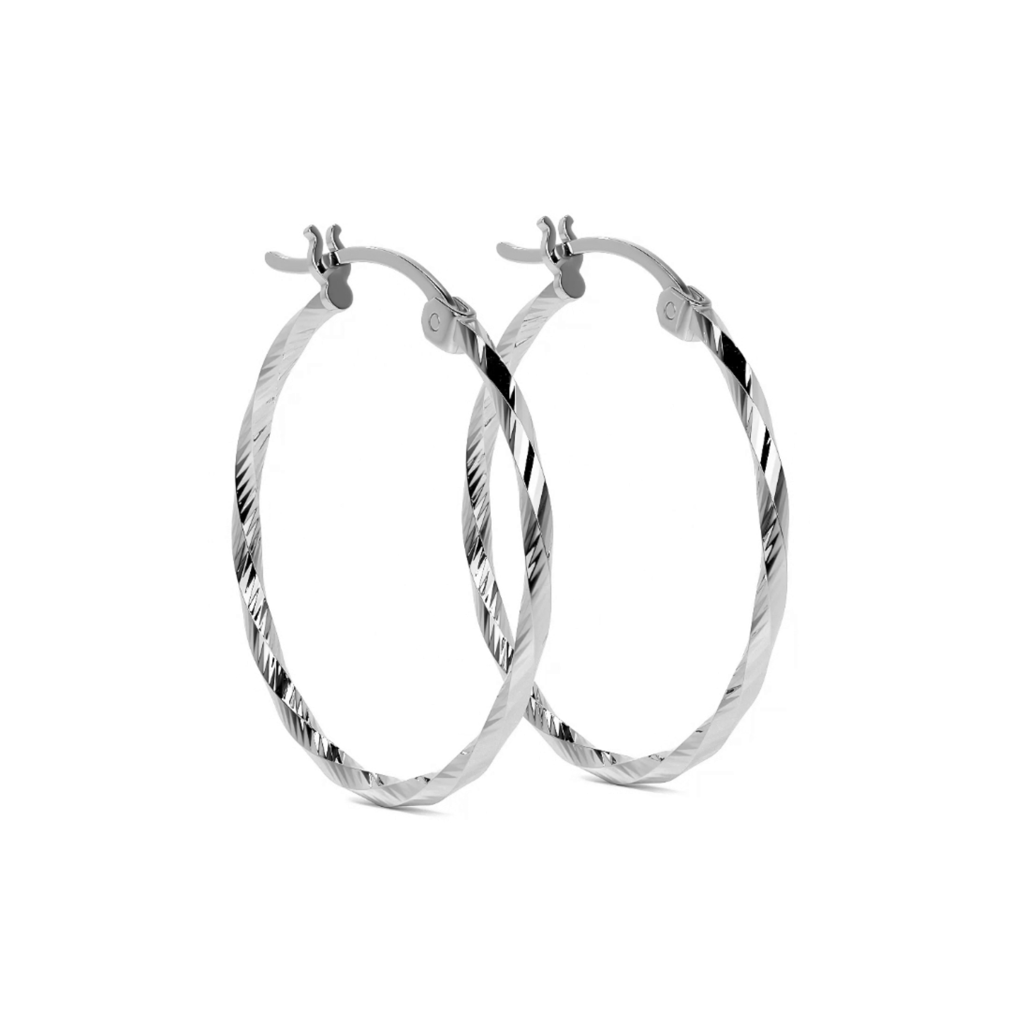 Arete De Plata 925 Extra ligero Para Mujer Con Diamantado Torsal