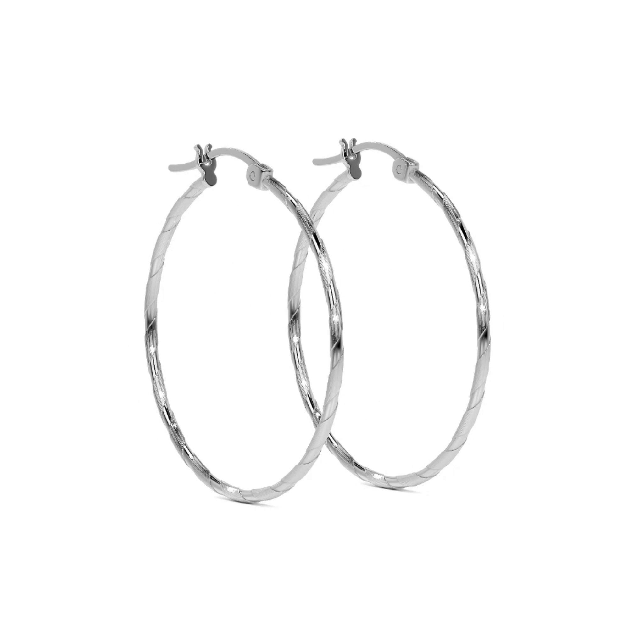 925 Sterling Silver Diamond Hoop Earrings for Women, Blue Cord