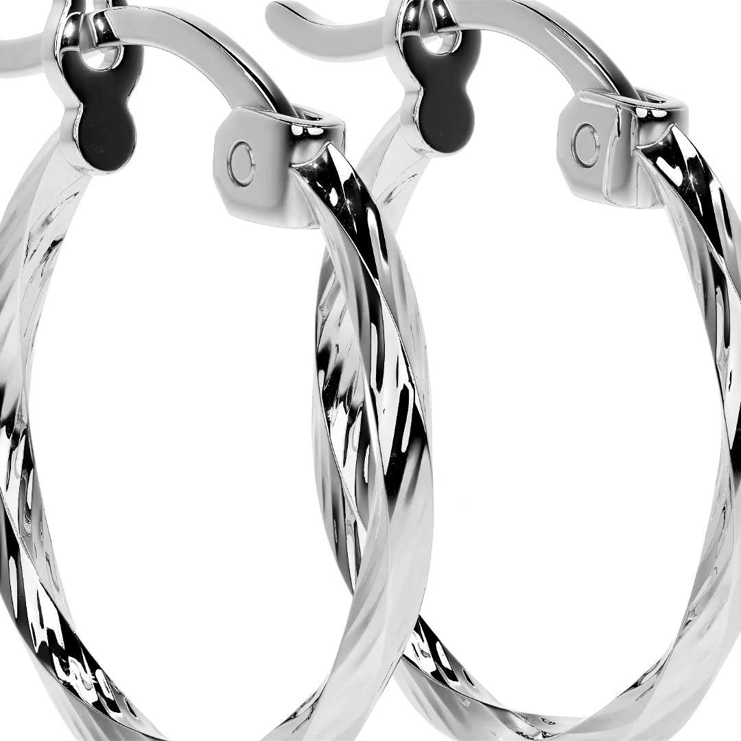 Arete De Plata 925 Extra ligero Para Mujer Con Diamantado Torsal