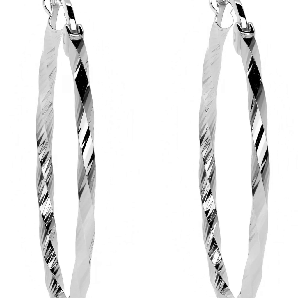 Arete De Plata 925 Extra ligero Para Mujer Con Diamantado Torsal