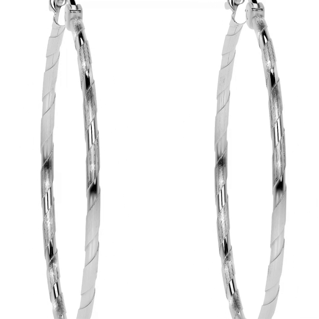 925 Sterling Silver Diamond Hoop Earrings for Women, Blue Cord