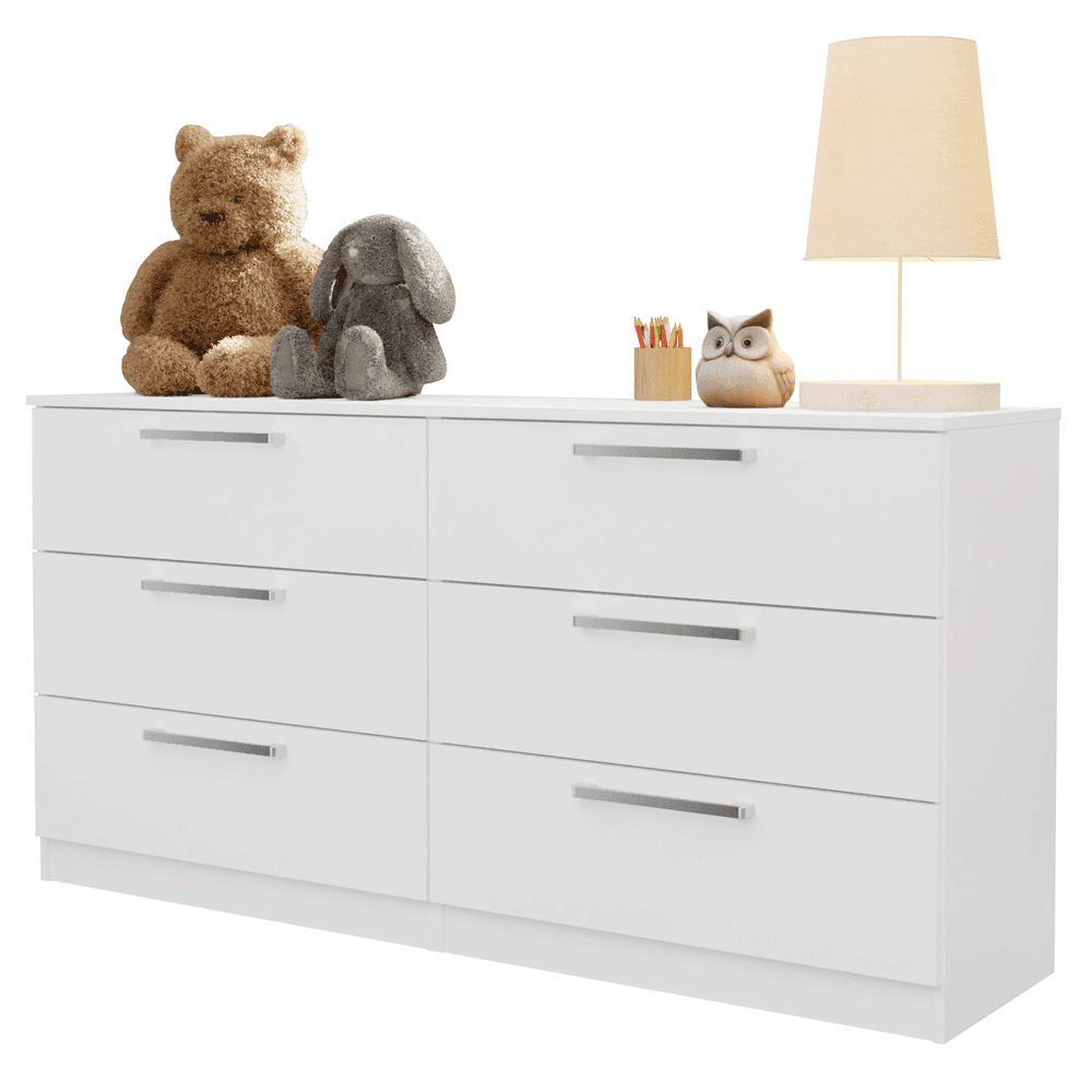 Madesa Children's Chest of Drawers with 6 Drawers for Bedroom, White