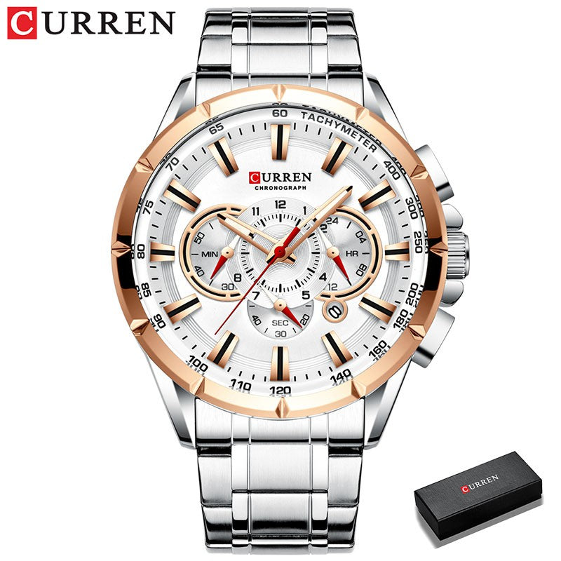 Curren New Quartz Watch with Sport Chronograph in Stainless Steel Curren New Quartz Watch with Luminous Hands 8363