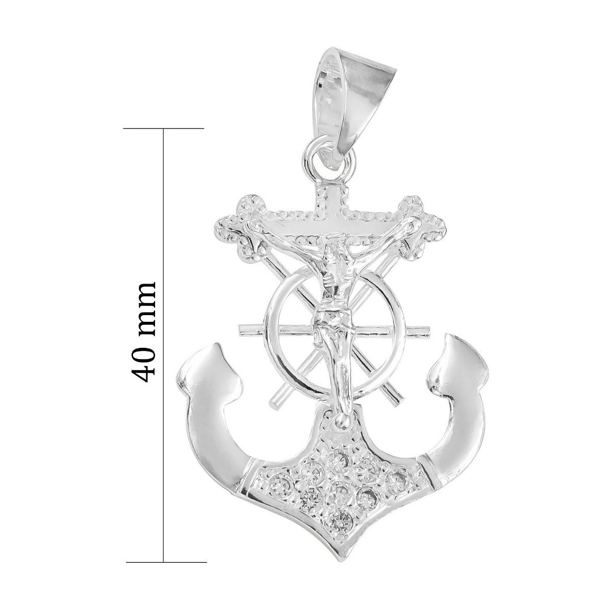 925 Sterling Silver Anchor Cross Pendant