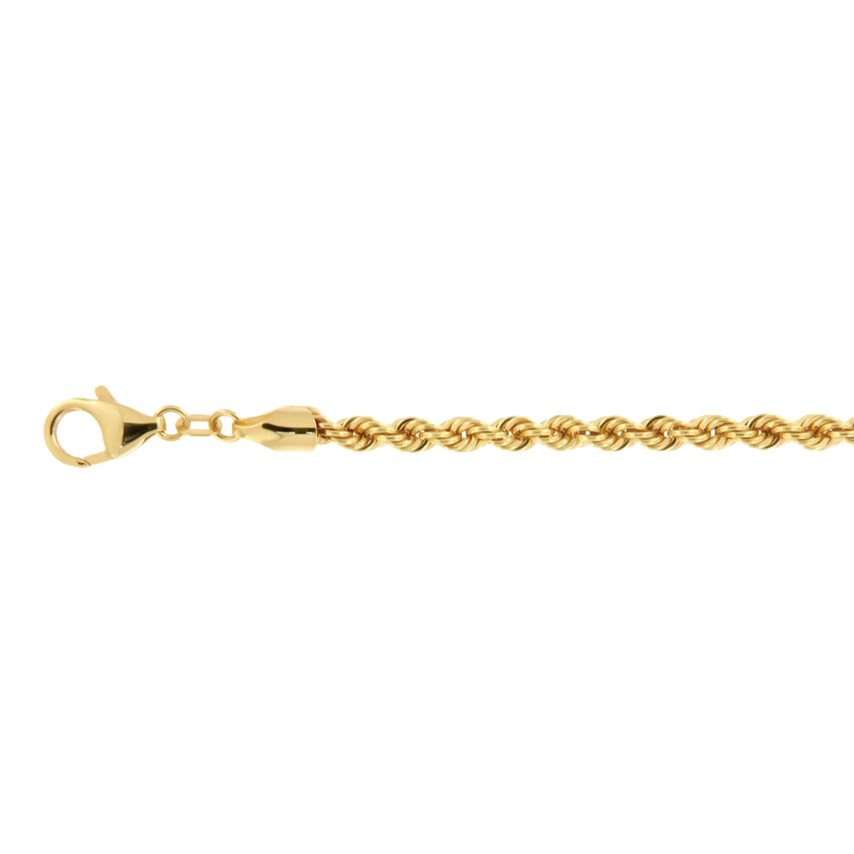 14k Italian Gold Hollow Twisted Chain, 3.2mm Gauge, 60cm