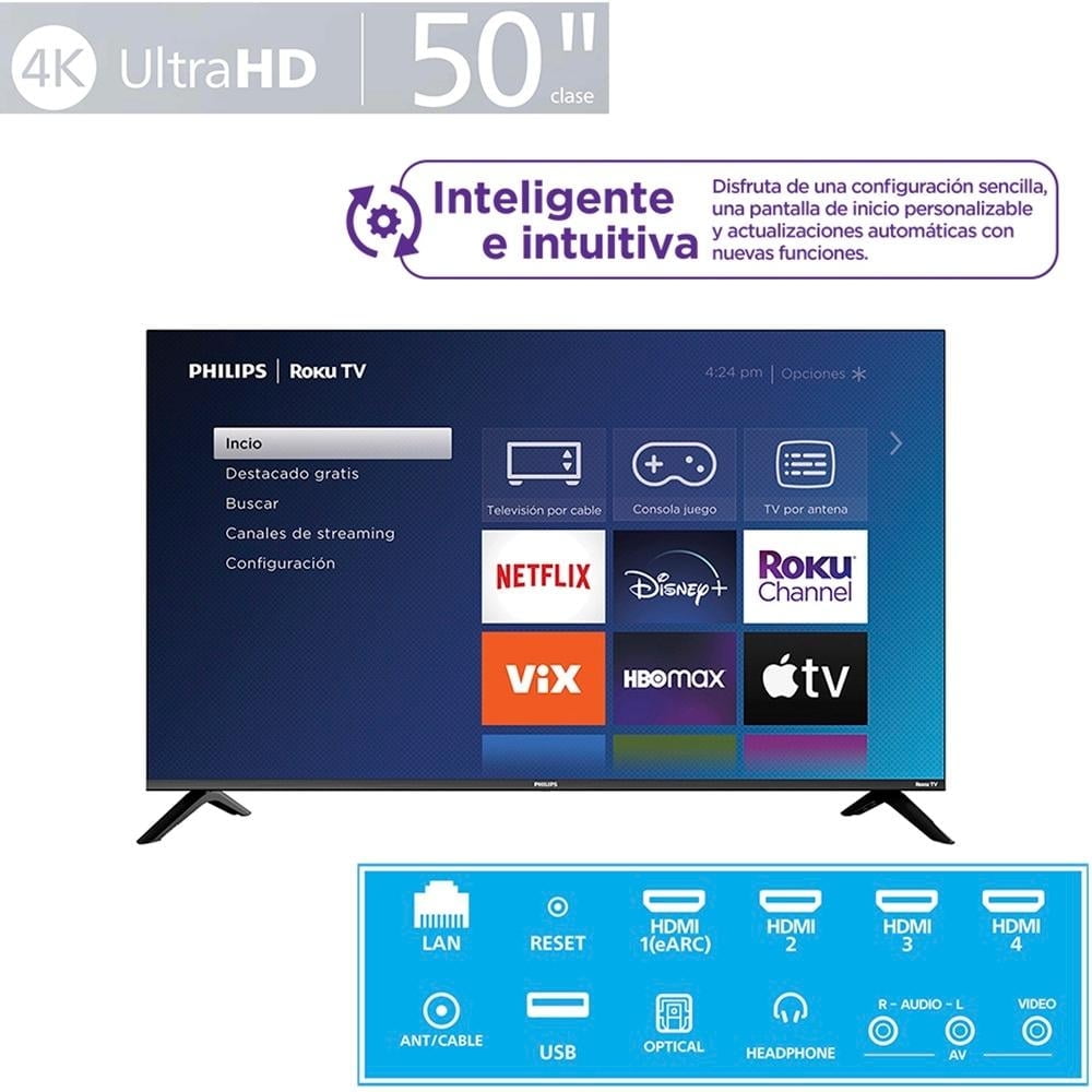 TV Philips 50 Pulgadas Roku 4K Ultra HD LED 50PUL6653/F8