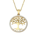 14k Gold Tree of Life Necklace with Cubic Zirconia