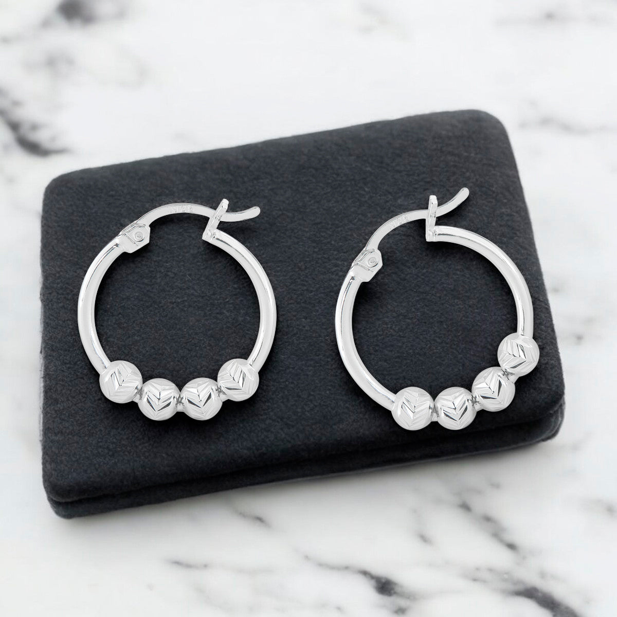 925 Sterling Silver Earring for Women with Diamond Ball