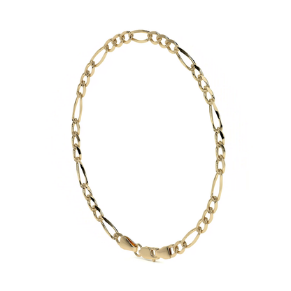 10K Gold Figaro Style Italian Slave Bracelet | Elegant Fine Jewelry Bracelet
