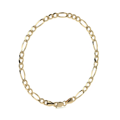 10K Gold Figaro Style Italian Slave Bracelet | Elegant Fine Jewelry Bracelet