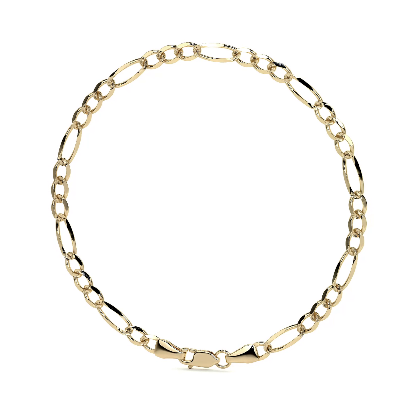 10K Gold Figaro Style Italian Slave Bracelet | Elegant Fine Jewelry Bracelet