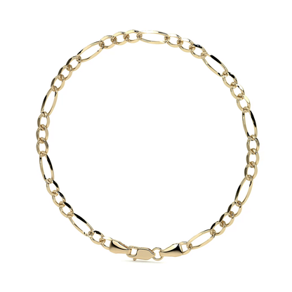 10K Gold Figaro Style Italian Slave Bracelet | Elegant Fine Jewelry Bracelet