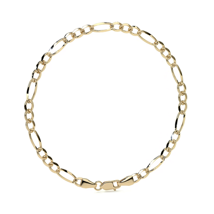 10K Gold Figaro Style Italian Slave Bracelet | Elegant Fine Jewelry Bracelet