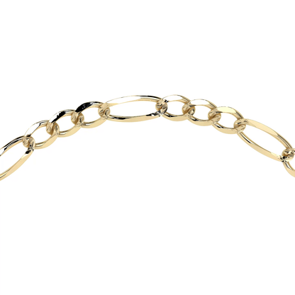 10K Gold Figaro Style Italian Slave Bracelet | Elegant Fine Jewelry Bracelet