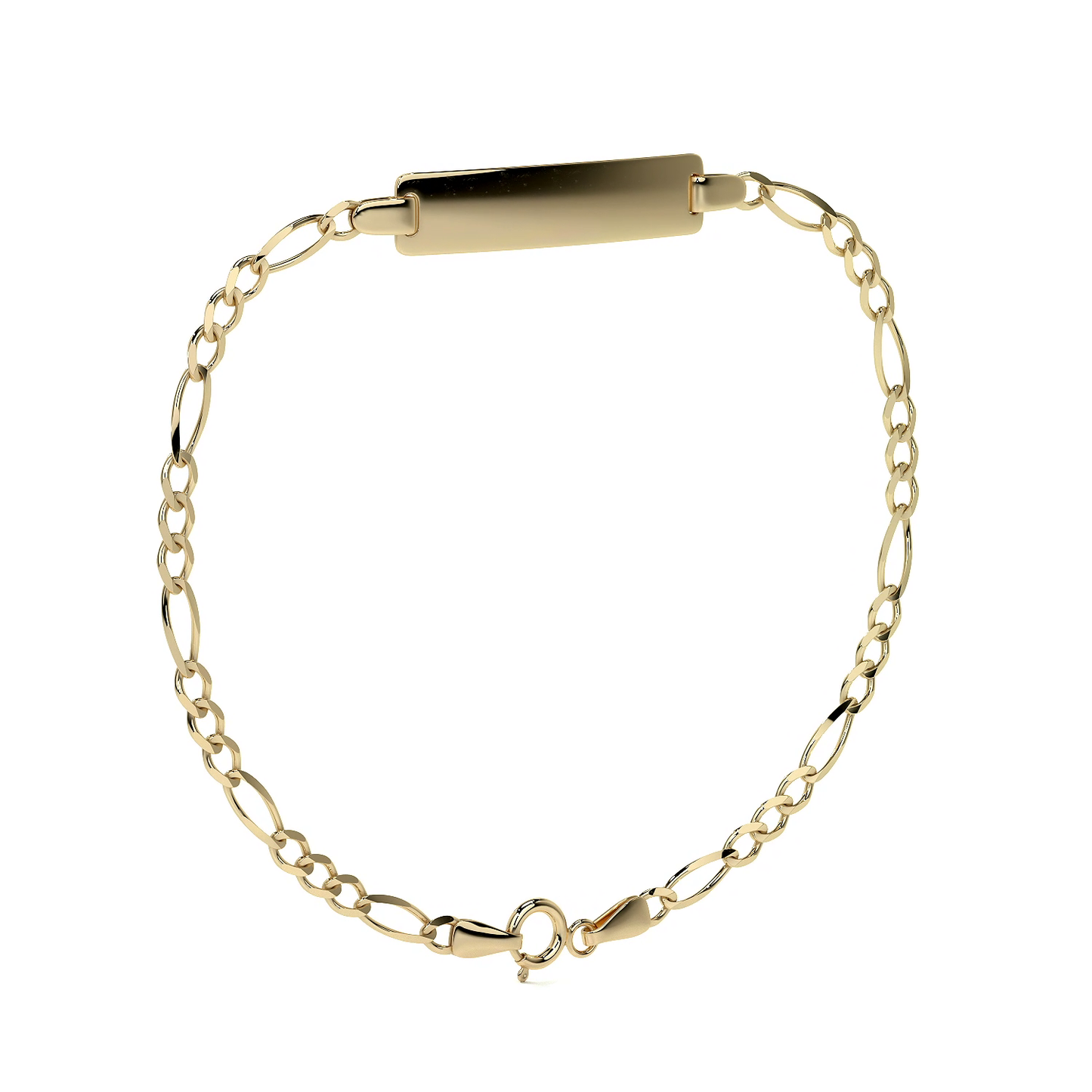 Pulsera Esclava de Oro 10K Estilo Fígaro 3x1 con Placa | Joyería Italiana