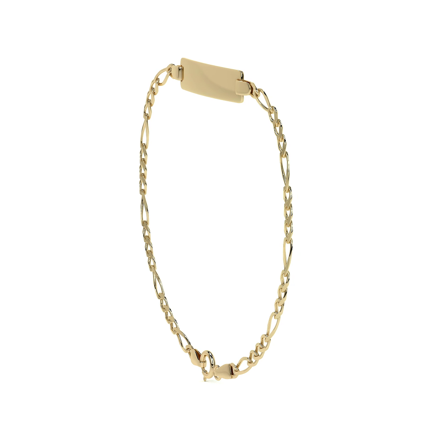 Pulsera Esclava de Oro 10K Estilo Fígaro 3x1 con Placa | Joyería Italiana